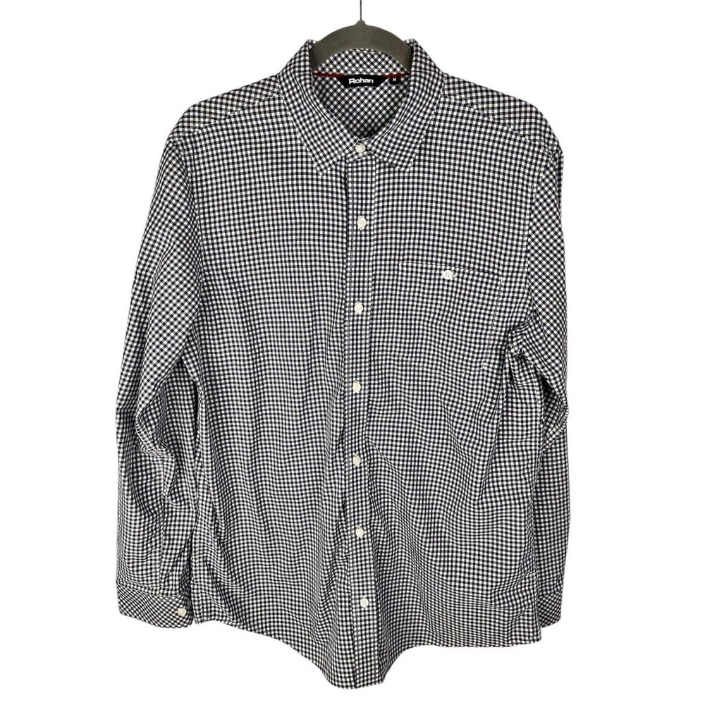 ROHAN Men's Blue White Check Button Down Shirt Medium